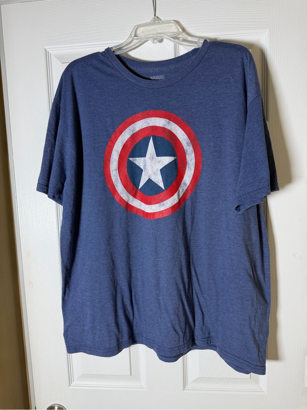 Marvel Men's Navy Blue Captain America Shield Short Sleeve Tee XXL